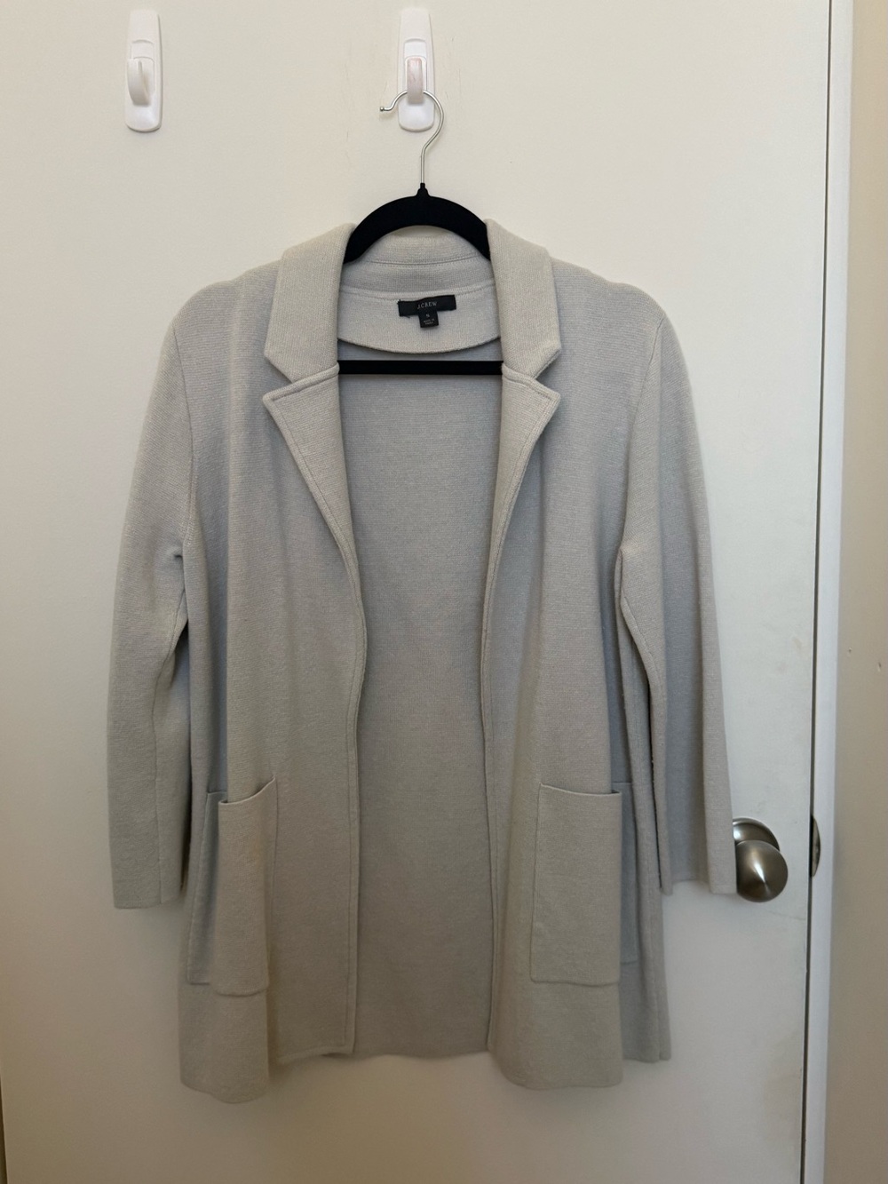 JCrew Open-Front Long Cardigan Sweater - Light Gray